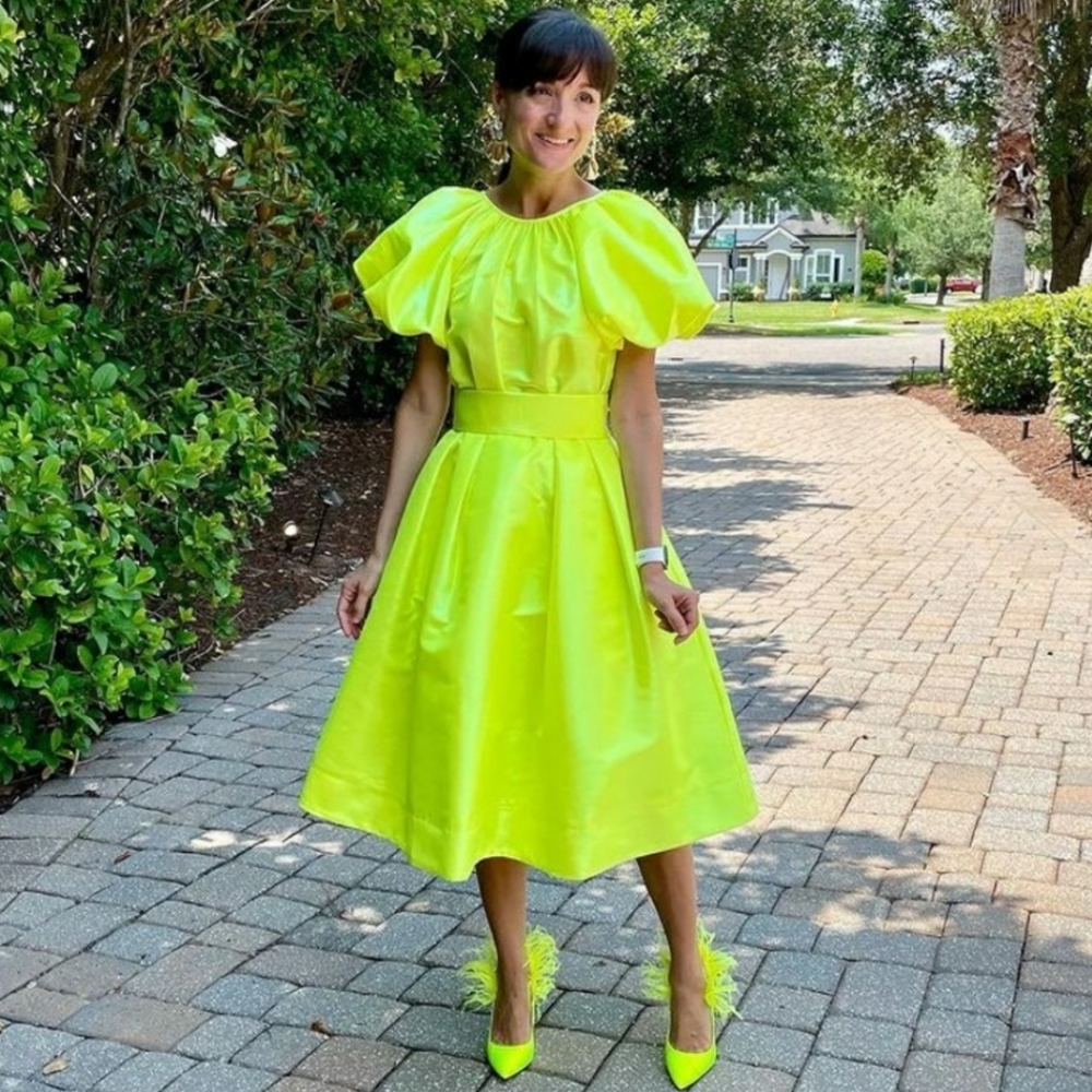 Christopher John Rodgers Iridescent Yellow Dress - Picture 3 of 16